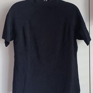 Charter Club, Womens Black Short Sleeve Top Mock Turtle Neck Knit Sweater Size L